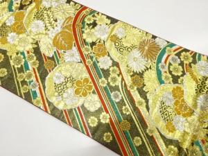 山並に桐・菊・桜模様織り出し　振袖用袋帯
